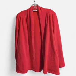 Susan Graver Size Med Coral/Pink Open Front Cardigan Womans Jacket With Pockets
